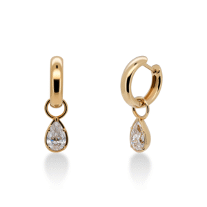 Golden hoops with diamond drop