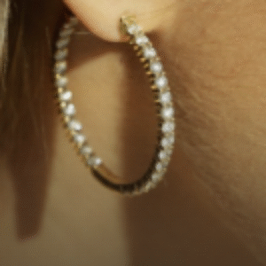 Diamond yellow gold hoops